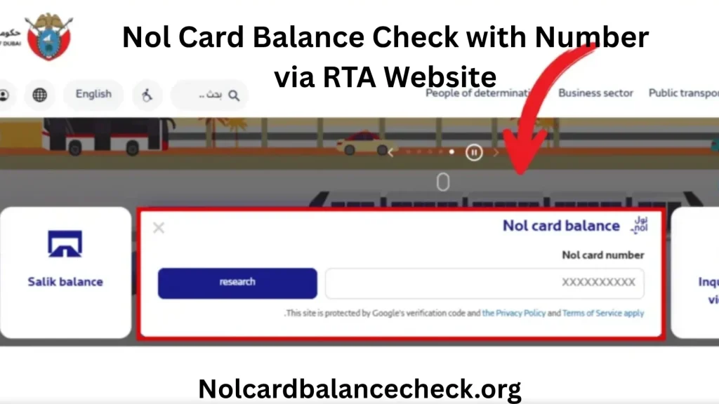 Nol Card Balance Check with Number via RTA Website